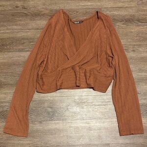 shein brown cropped long sleeve